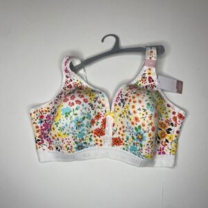 Cacique‎ 44D Full Coverage Lightly Lined No Wire Front Zip Floral Bra